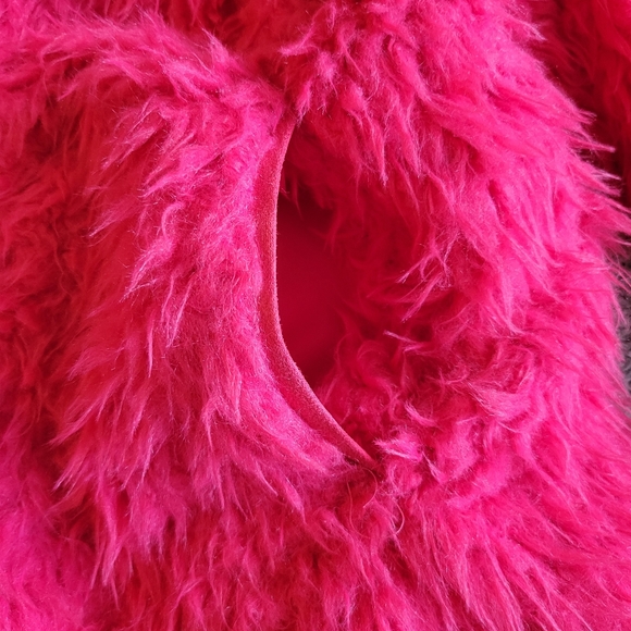 Anthropologie Faux Fur Pink Double Breasted Coat Size Large - Picture 2 of 10